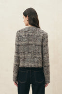 Giacca squadrata a quadri Charlotte in tweed bouclé misto lana