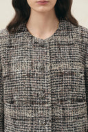 Giacca squadrata a quadri Charlotte in tweed bouclé misto lana
