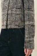 Giacca squadrata a quadri Charlotte in tweed bouclé misto lana