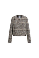 Giacca squadrata a quadri Charlotte in tweed bouclé misto lana