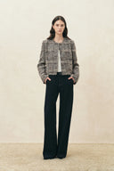 Giacca squadrata a quadri Charlotte in tweed bouclé misto lana