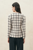 Charlotte Cropped-Jacke mit Karomuster aus Bouclé-Tweed
