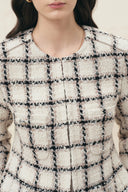 Charlotte Cropped-Jacke mit Karomuster aus Bouclé-Tweed