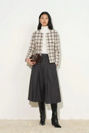 Charlotte Cropped-Jacke mit Karomuster aus Bouclé-Tweed