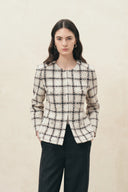Charlotte Plaid Cropped Jacket in Bouclé Tweed