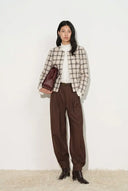 Charlotte Plaid Cropped Jacket in Bouclé Tweed