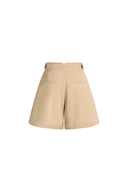 Charlotte Pleated Adjustable Waist Buckle A Line Skort in Lightweight Twill