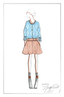 Charlotte Pleated Adjustable Waist Buckle A Line Skort in Lightweight Twill