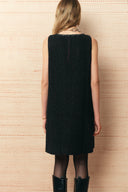 Charlotte Square Neck A Line Dress in Shimmer Wool Tweed