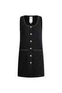 Charlotte Square Neck A Line Dress in Shimmer Wool Tweed