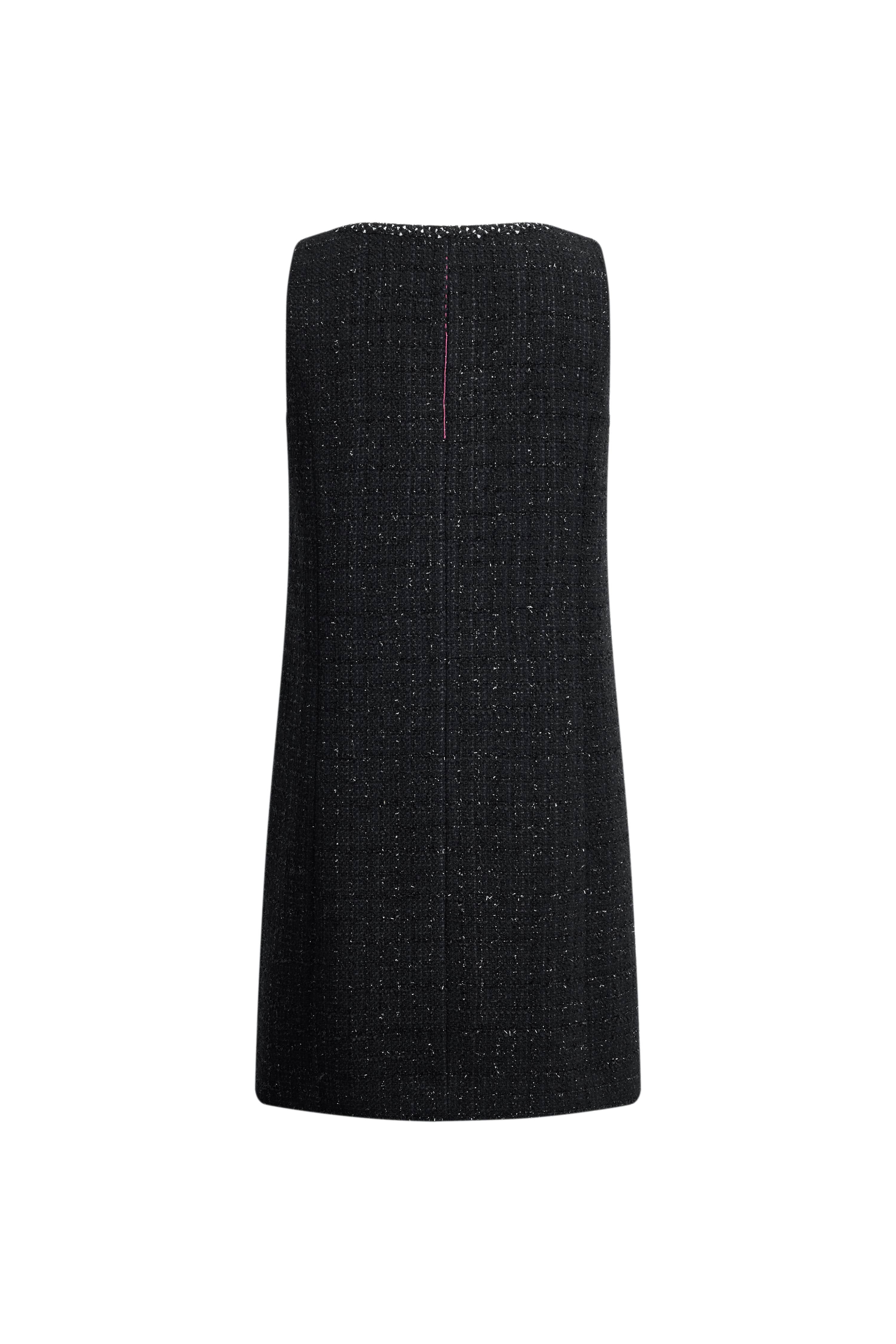 Charlotte Square Neck A Line Dress in Shimmer Wool Tweed –