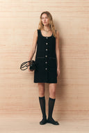 Charlotte Square Neck A Line Dress in Shimmer Wool Tweed