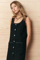Charlotte Square Neck A Line Dress in Shimmer Wool Tweed