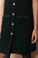 Charlotte Square Neck A Line Dress in Shimmer Wool Tweed