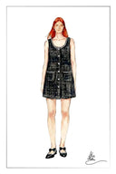Charlotte Square Neck A Line Dress in Shimmer Wool Tweed