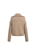 Claire Contrast Trim Polo Sweater in Oatmeal Wool