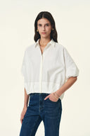 Claire Puff Sleeve Bubble Shirt in Cotton Blend