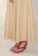 Claudia Striped Off Shoulder Collared Belted Sleeveless Shirt Dress in Cotton