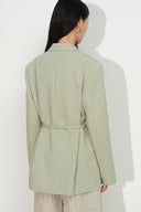 Creamy Green Detachable Belt Blazer