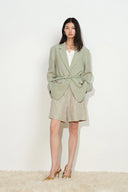 Creamy Green Detachable Belt Blazer