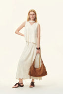 Viola Lace Ribbon Sleeveless Top and Skirt Matching Set in Tulle Embroidery