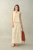 Viola Lace Ribbon Sleeveless Top in Tulle Embroidery