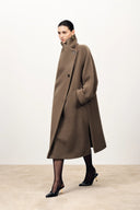 Lumi Mocha Wrap Coat in Alpaca Wool Blend