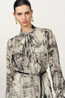 Eira Band Langarm Bedrucktes Kleid aus Cupro