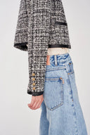 Gabriel 24K Gold Button Tweed Jacket in Two-Tone Wool Bouclé