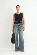 Silvy Tweed Sleeveless Top in Textured Cotton