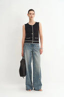 Silvy Tweed Sleeveless Top in Textured Cotton