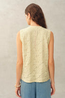 Charlotte Marigold Lace Embroidery Sleeveless Top in Cotton