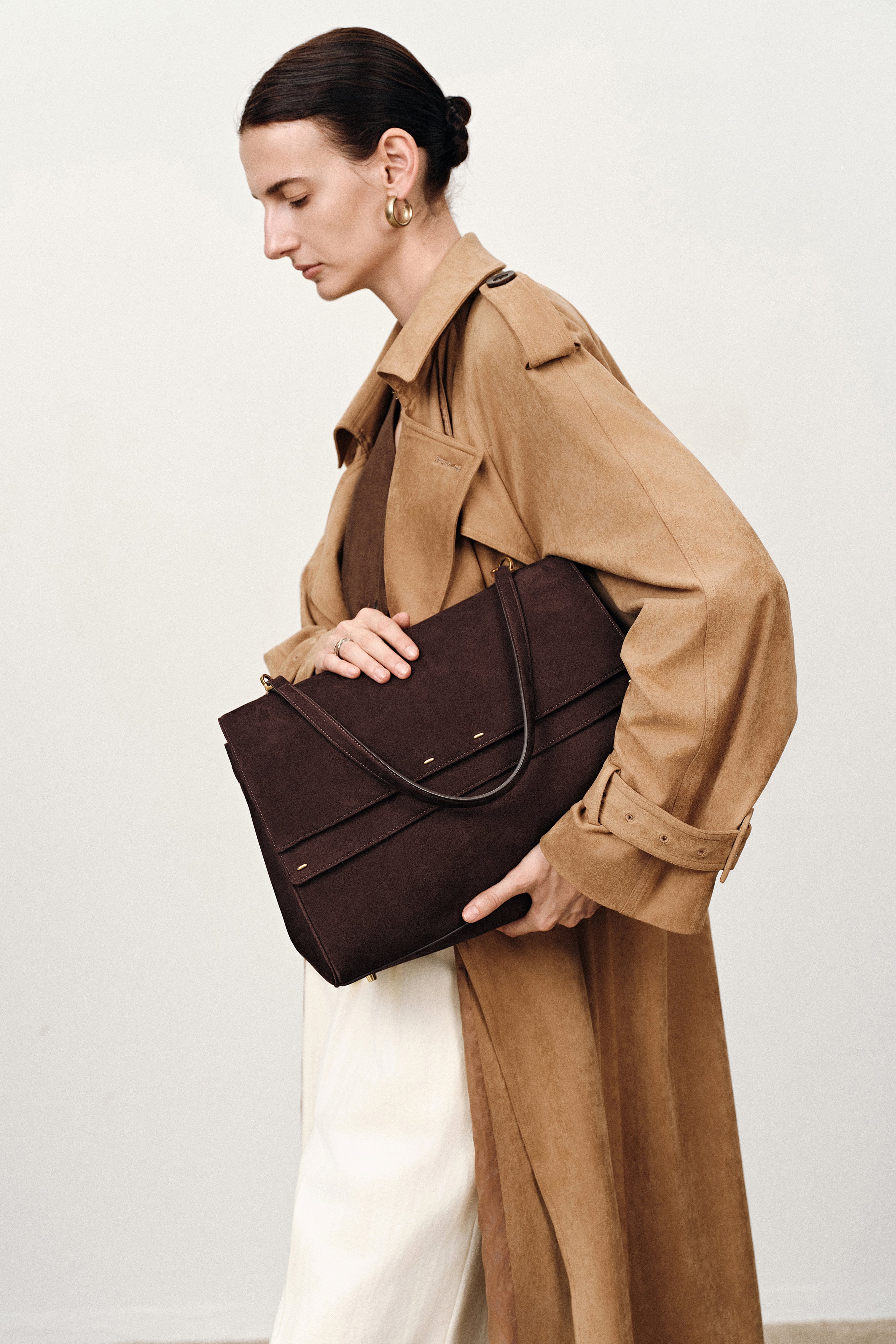 Rialto Double Flap Handbag in Top-Grain Nubuck Leather – fbrq.com