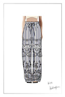 Holly Striped Embroidered Drawstring Wide Leg Pant in Crinkled Cotton