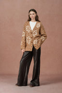 Cardigan brodé floral Ayanna en laine mérinos multicolore
