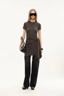 Vestige Tie Up Waist Dress in Cotton Knit