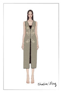 Mazurek Sleeveless Long Slit Vest in Cotton Blend Knit