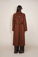 Ponente Woll-Trenchcoat mit PU-Besatz aus Double-Face Merinowolle