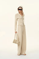 Vivi Fitted Cropped Hooded Knit Cardigan In Merino Wool Blend