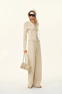 Cárdigan corto con capucha Vivi ajustado en mezcla de lana merino