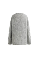 Cardigan Violet à travail manuel Cereus Flora en maille mélange alpaga