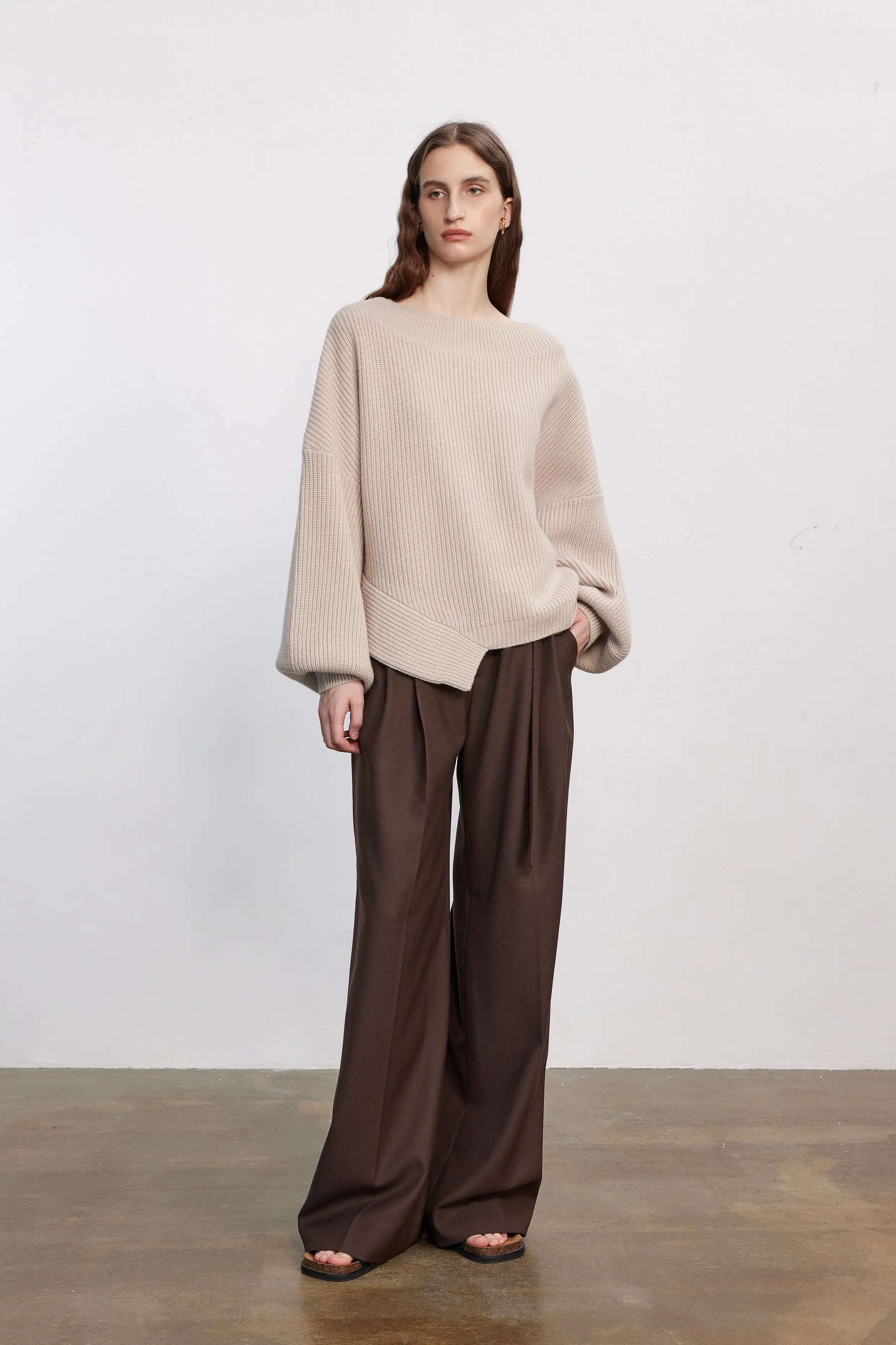 Sonia Asymmetrical Hem Sweater Merino Wool Knit