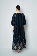 Antonia Embroidered Robe Dress in Linen Blend