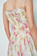 Kari Hand Woven Strap Shirred Dress in Silk-Linen Blend