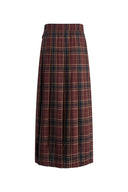 Yehudit Plaid Pleated Wool Maxi Skirt in Wool Blend