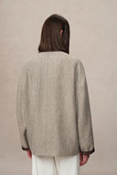 Boxy Style Utility Jacket in Heathered Herringbone