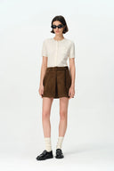 Clara Midirock aus Premium-Kunstwildleder – Dunkleres Khaki
