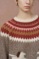 Freya Fair Isle Pony Sweater in Merino Wool Blend Knit