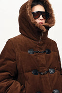 Emma Detachable Down Quilted Jacket in Cotton corduroy