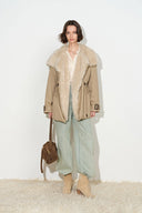 Isolde Drawstring Waist Parka Jacket in 90% White Goose Down
